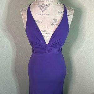 Scala Purple Plunge Criss Cross Strap Dress